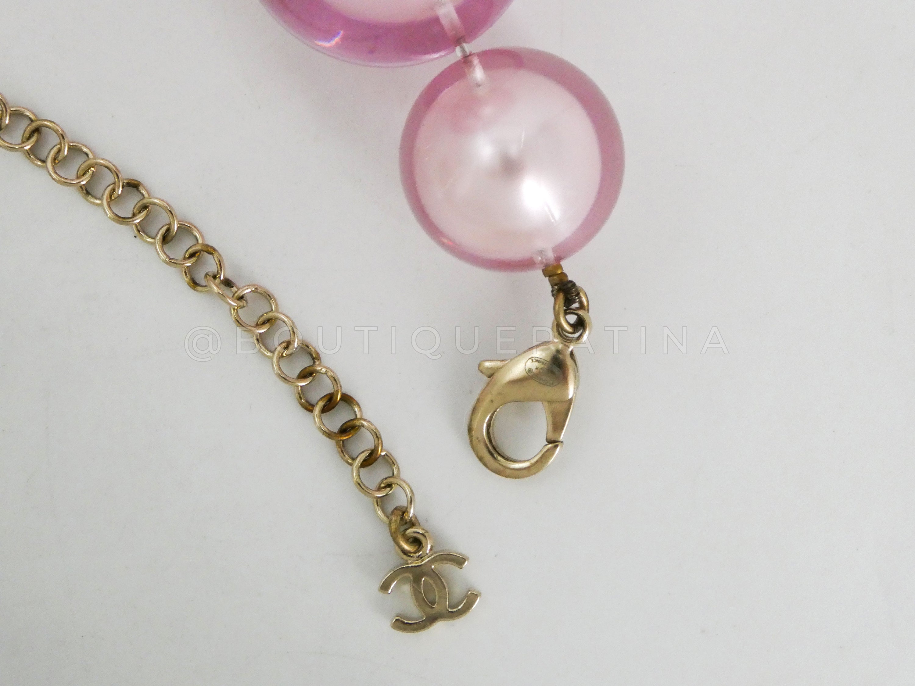 Chanel 17K Pink Encased Large Pearl Choker Necklace