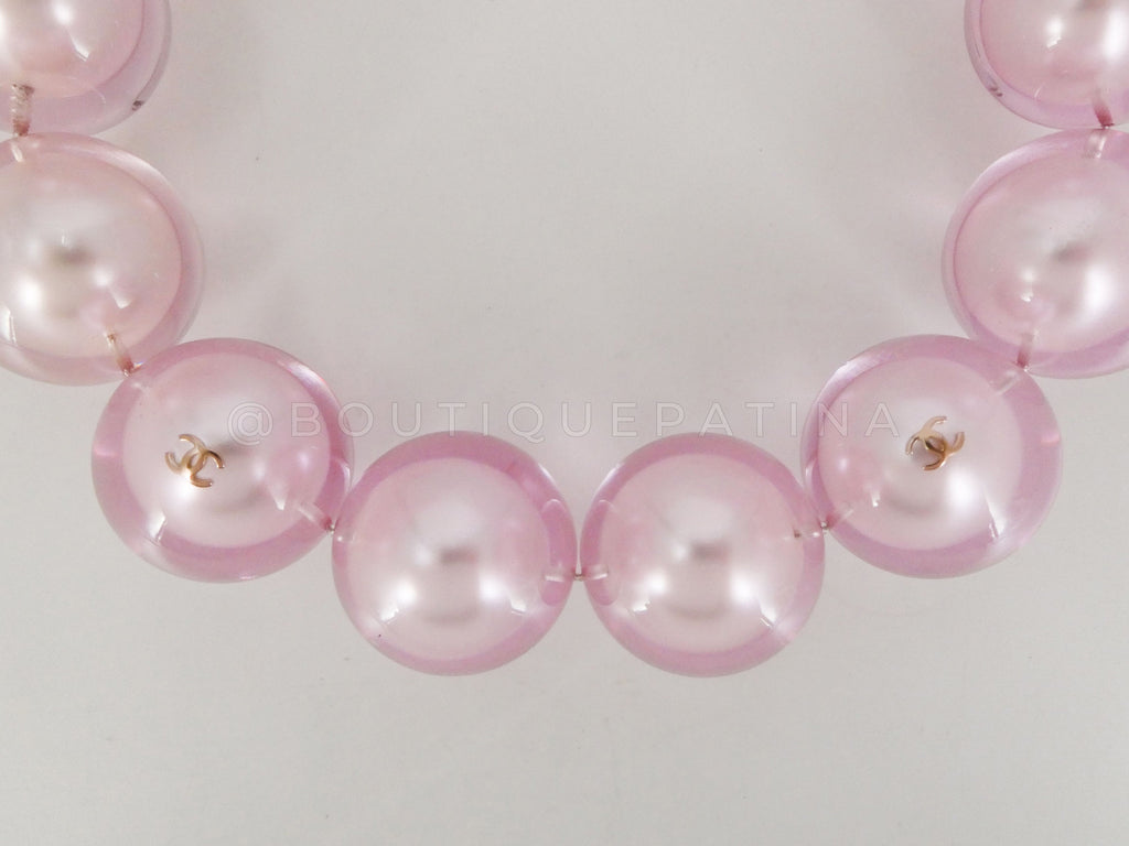 Chanel 17K Pink Encased Large Pearl Choker Necklace