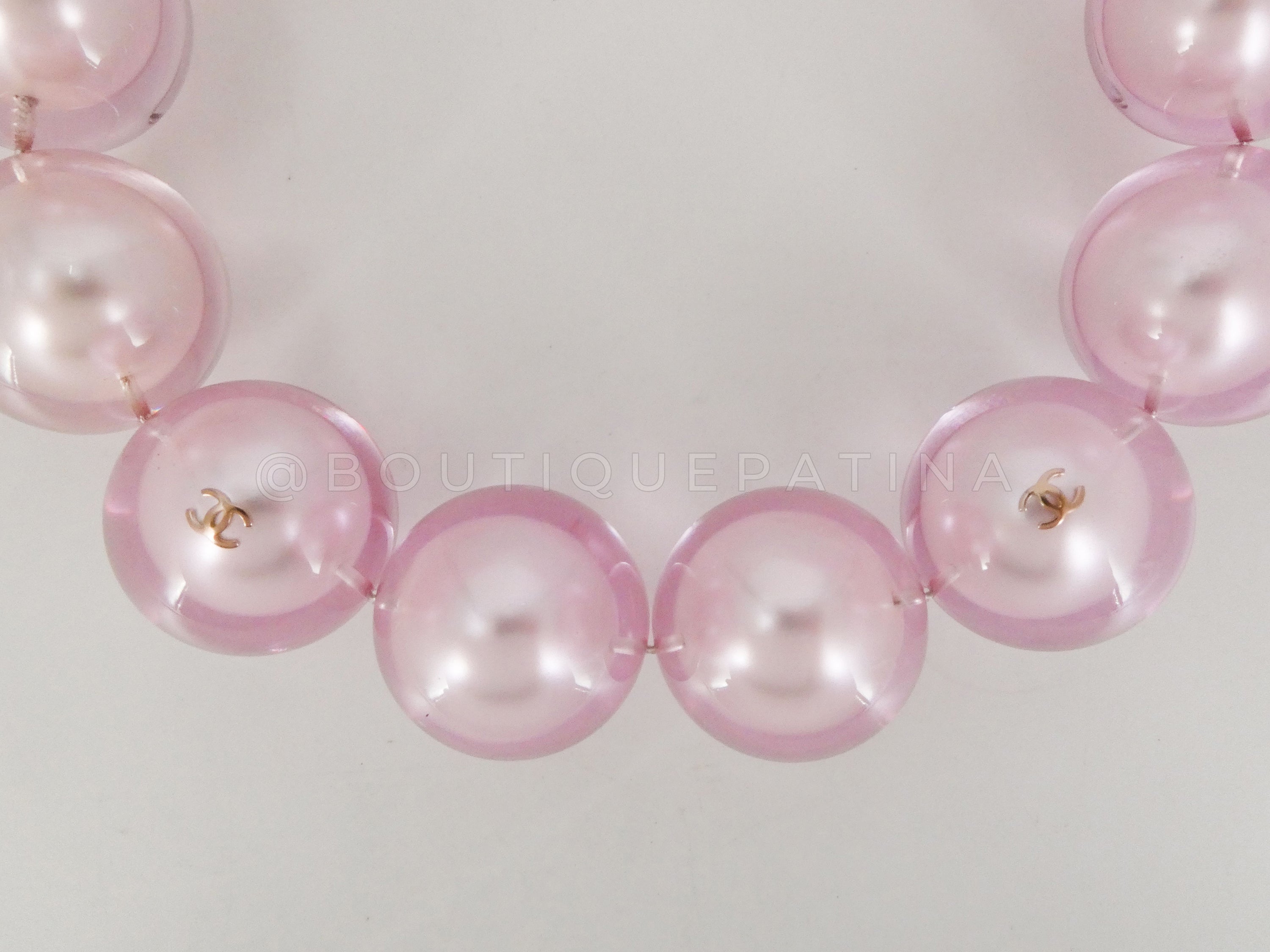 Chanel 17K Pink Encased Large Pearl Choker Necklace