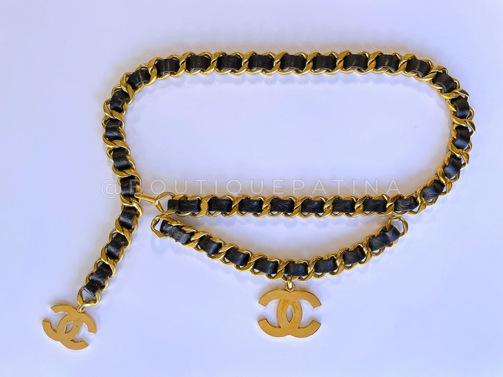 Rare Chanel 93P Wide Woven Belt Necklace CC Charm 24k GHW XPR