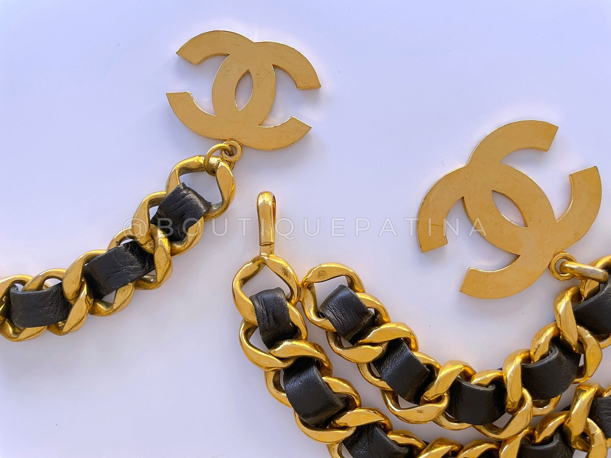 Rare Chanel 93P Wide Woven Belt Necklace CC Charm 24k GHW XPR