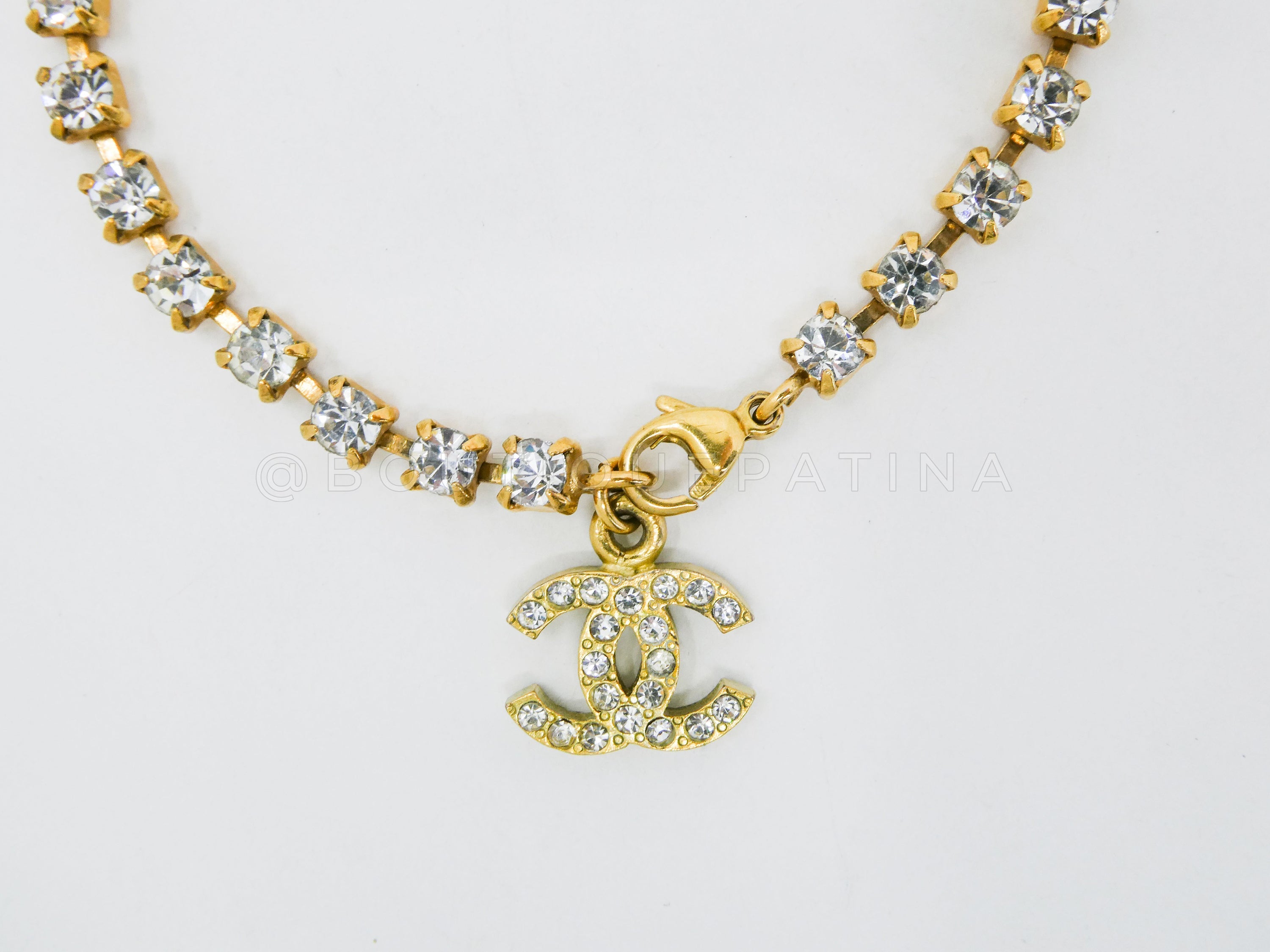 Chanel 95P Vintage "Barbie" Crystal Anklet Bracelet 24k GHW