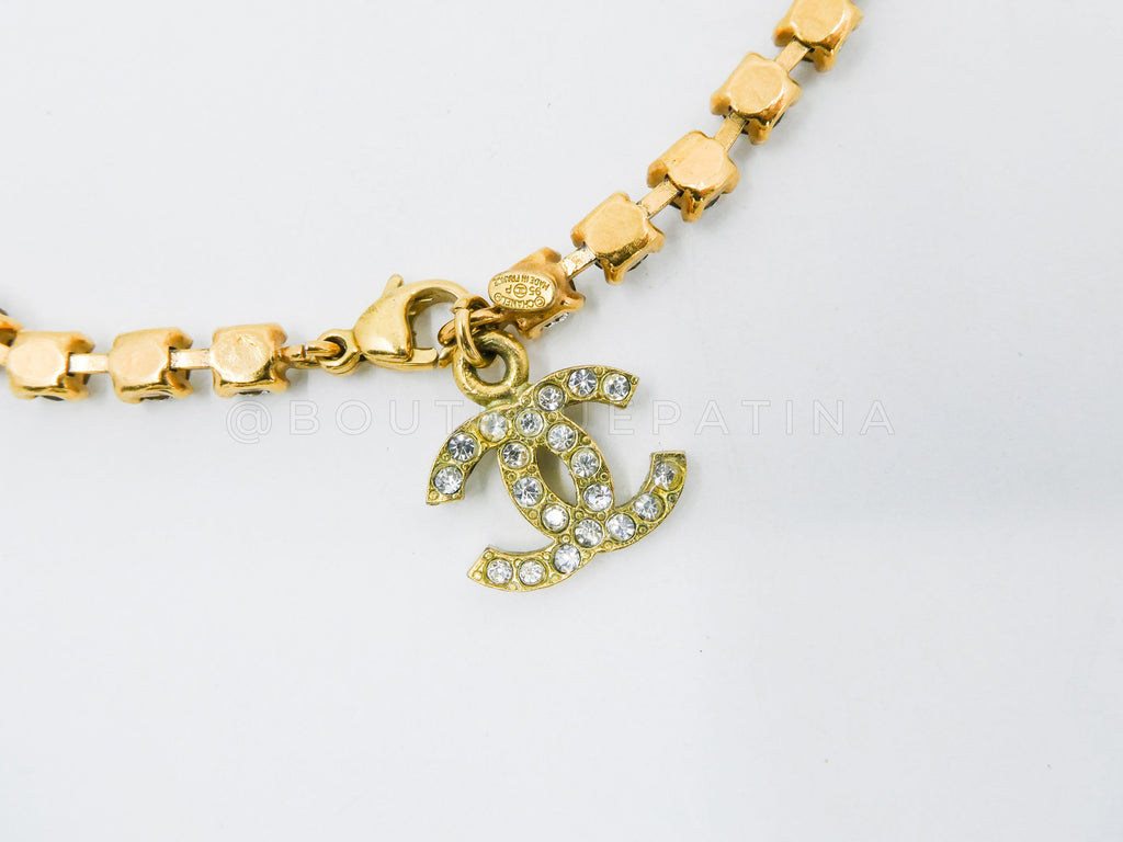 Chanel 95P Vintage "Barbie" Crystal Anklet Bracelet 24k GHW