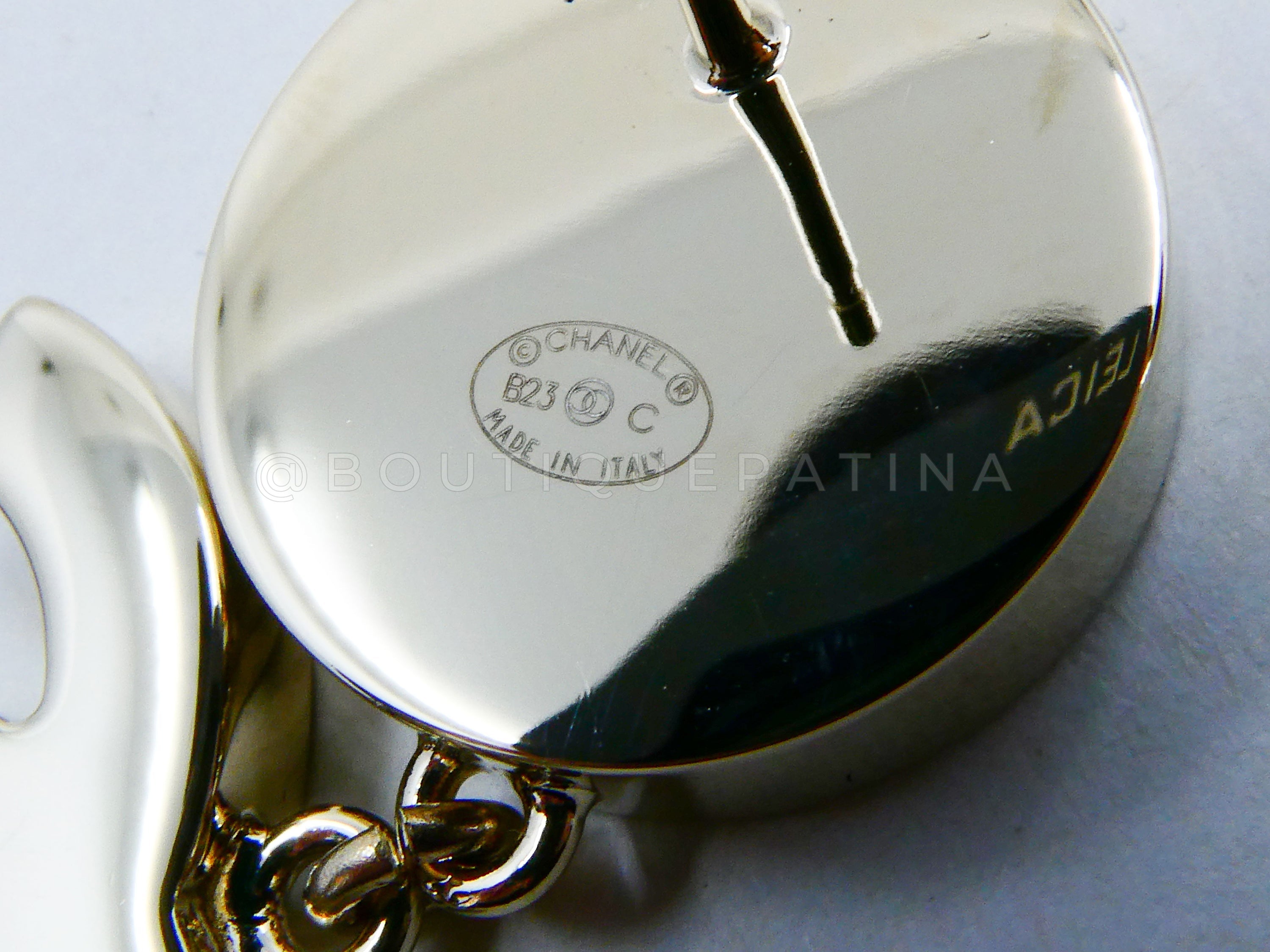 Chanel Enamel Earrings Pink CC Logo Drop 23C