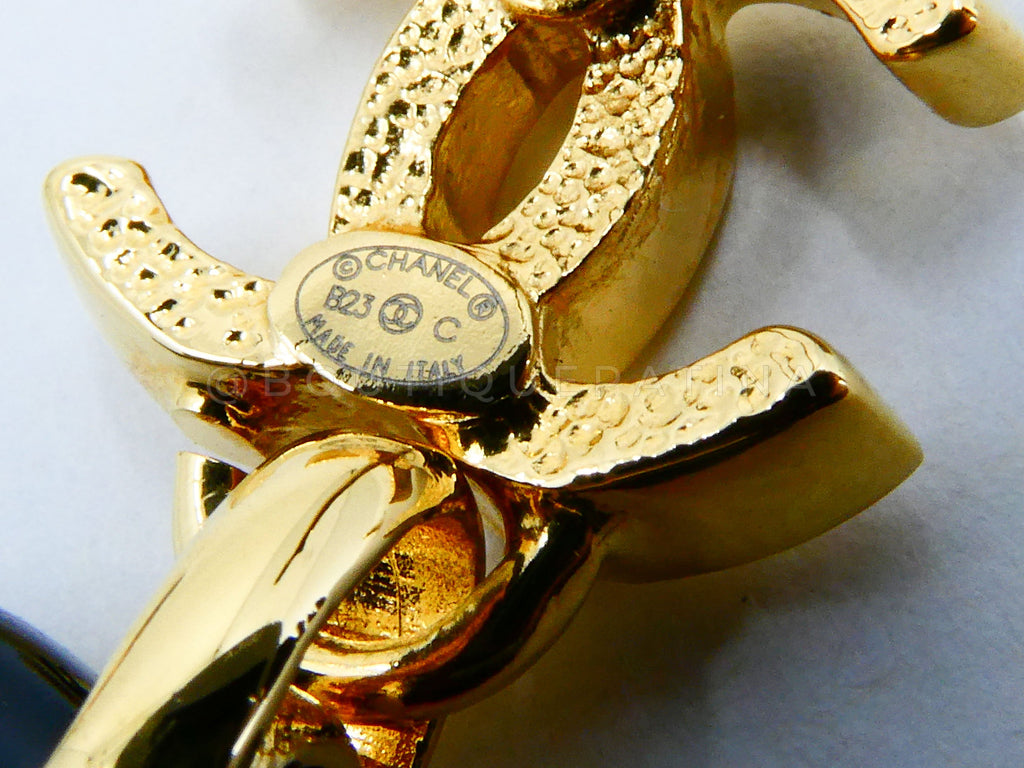 Chanel 23C Black and Pink Heart Drop Earrings