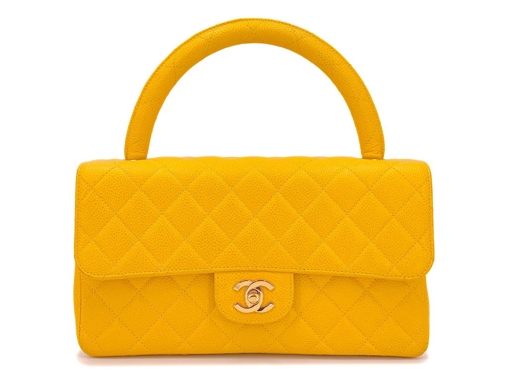 Chanel Vintage Caviar Kelly Bag Canary Yellow Parent 1997 Flap 24k GHW HVQ