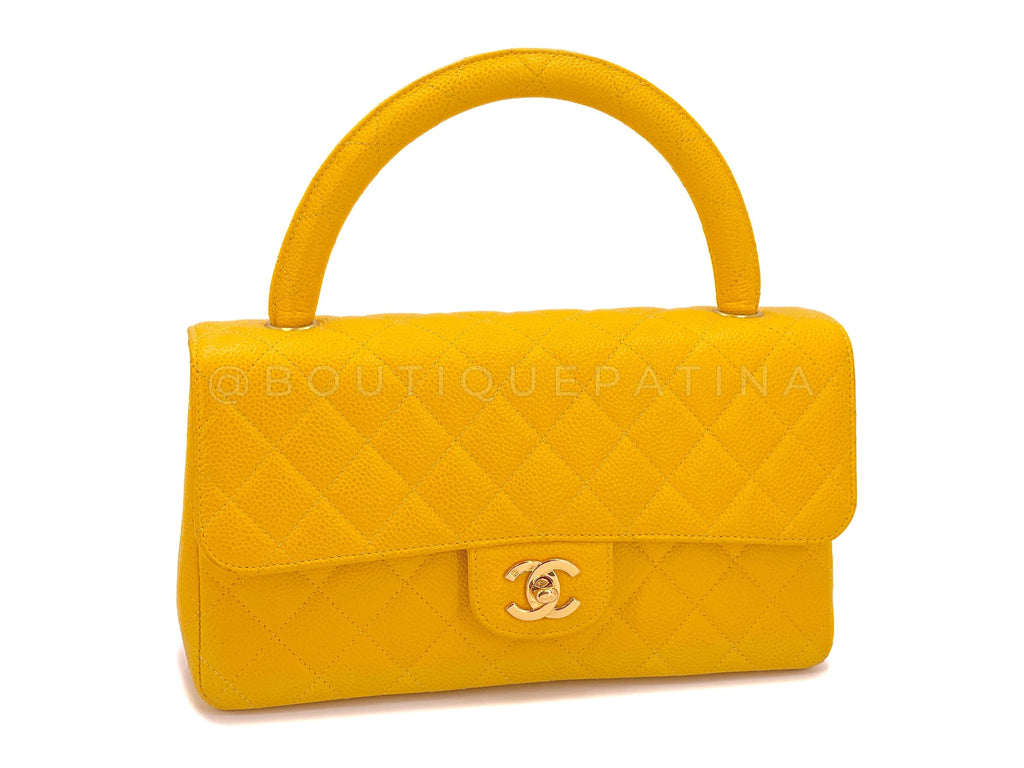 Chanel Vintage Caviar Kelly Bag Canary Yellow Parent 1997 Flap 24k GHW HVQ