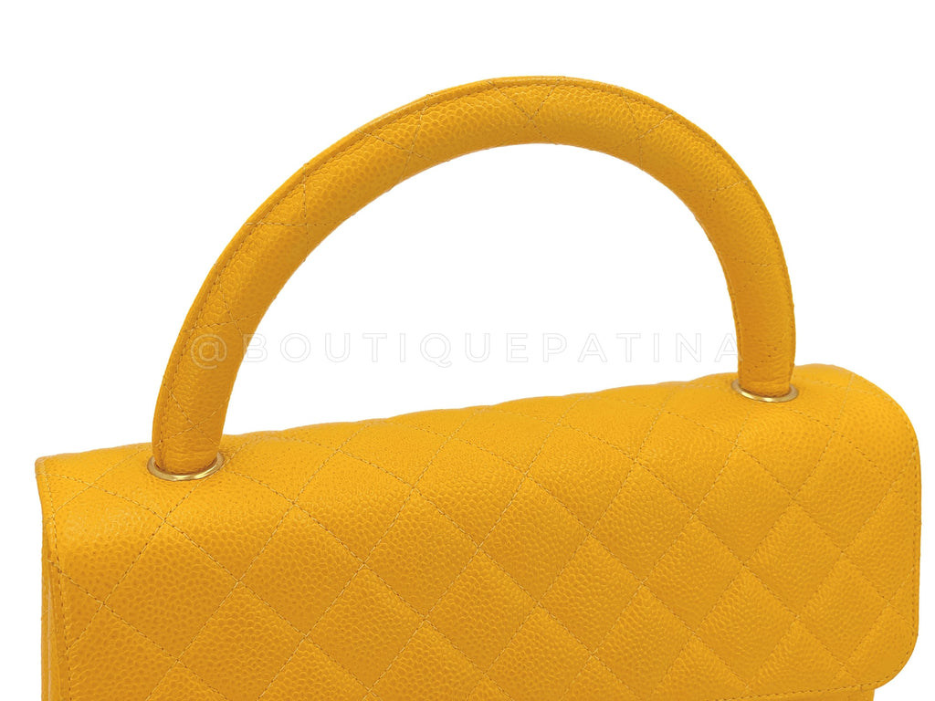 Chanel Vintage Caviar Kelly Bag Canary Yellow Parent 1997 Flap 24k GHW HVQ