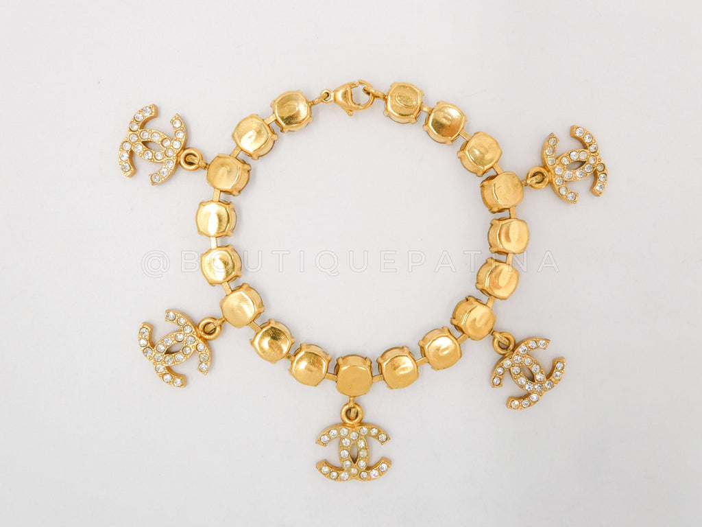Chanel Vintage 96P "1995 Barbie" Crystal 5 CC Charm Bracelet FC2