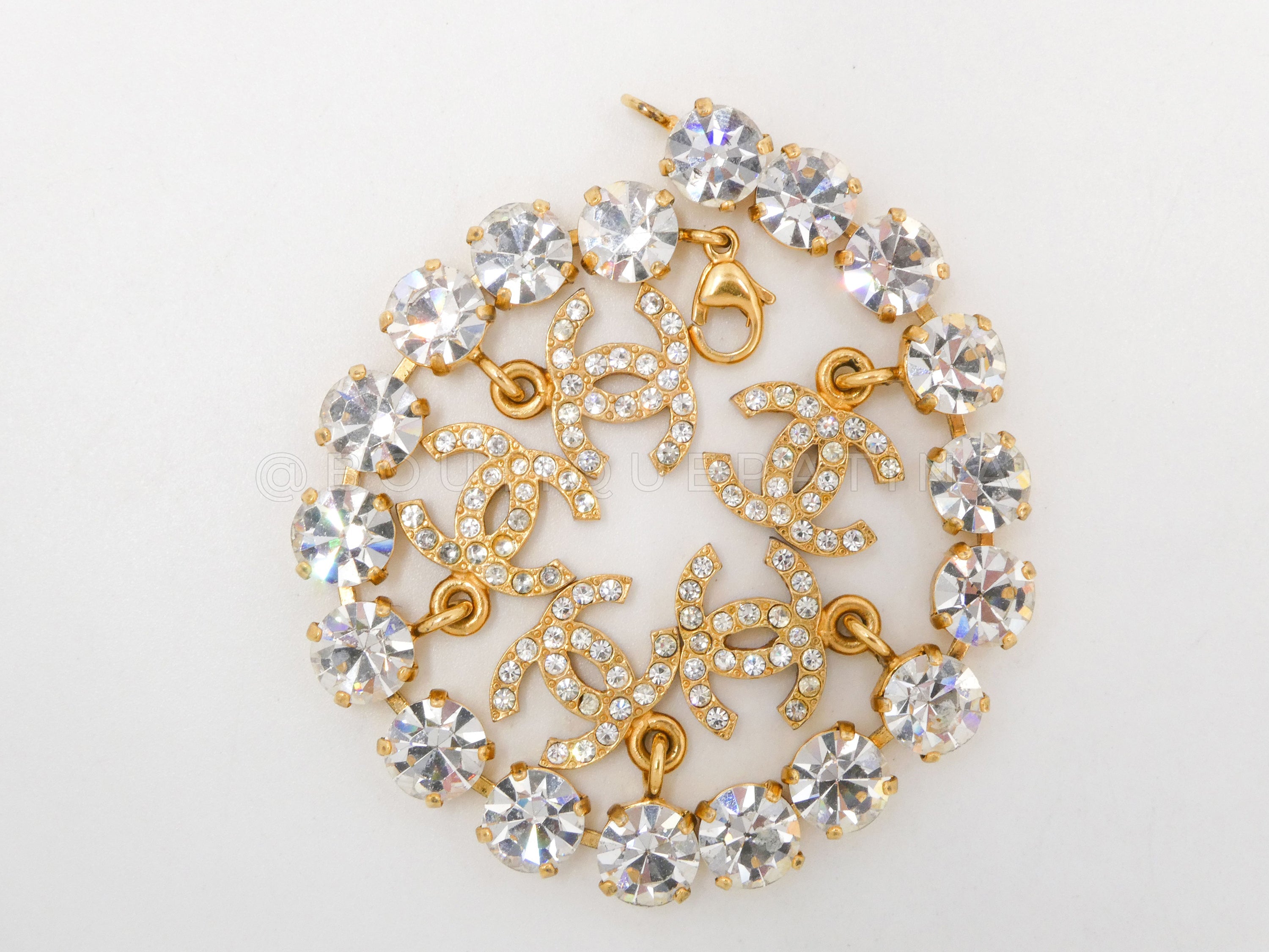 Chanel Vintage 96P "1995 Barbie" Crystal 5 CC Charm Bracelet FC2