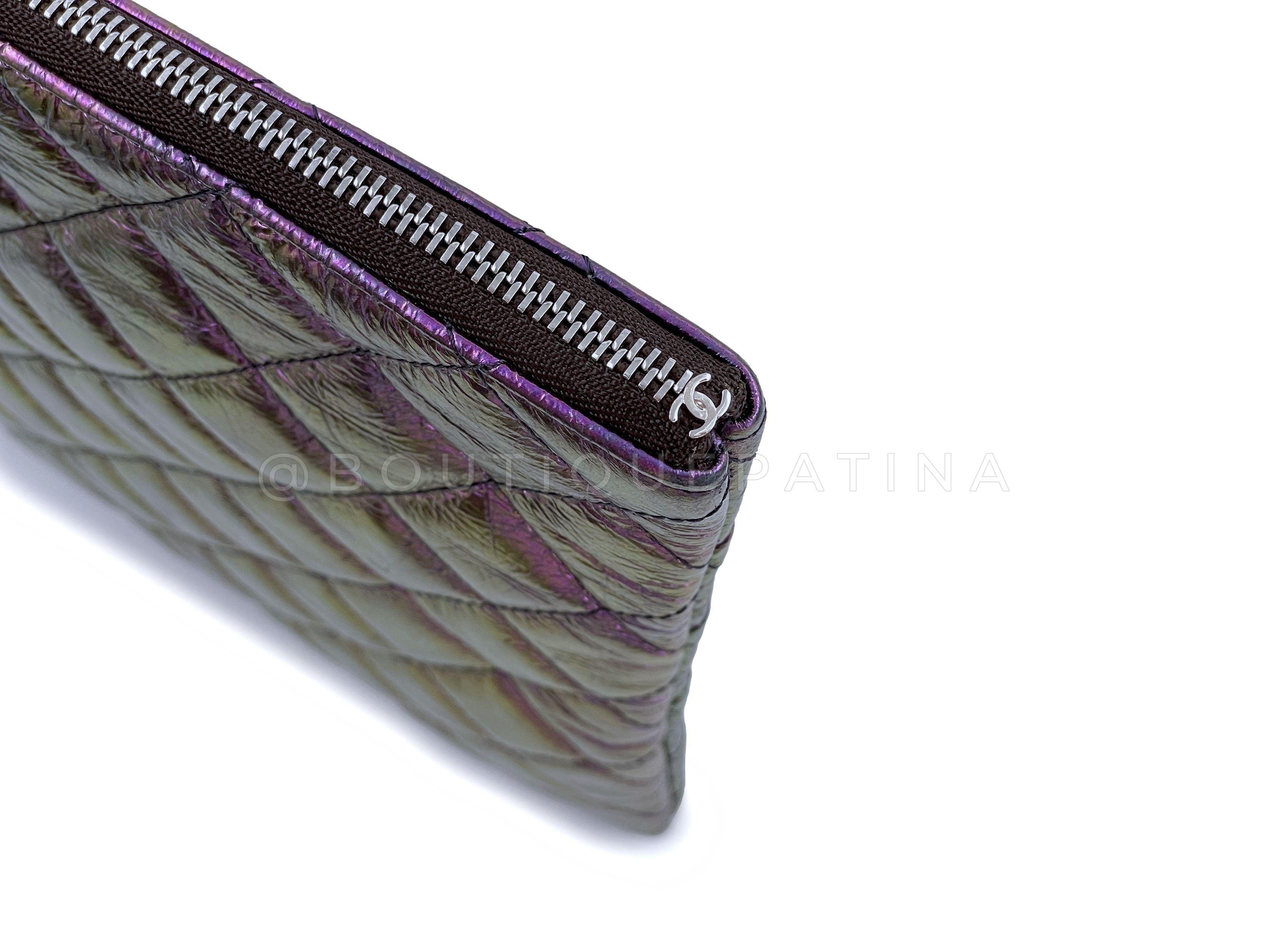 19S Chanel Purple Violet O Case Clutch Bag SHW