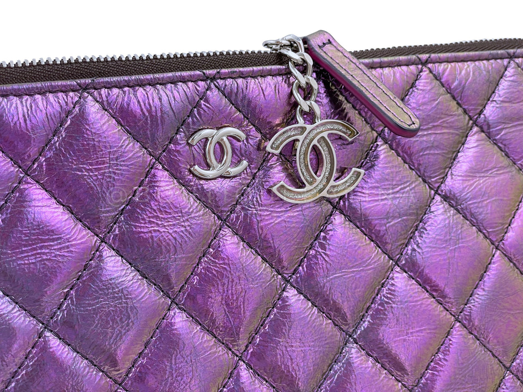 19S Chanel Purple Violet O Case Clutch Bag SHW