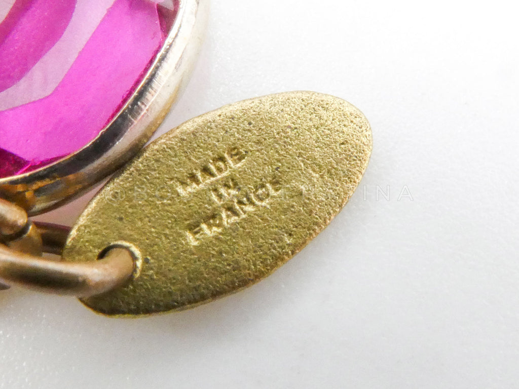 Chanel 1984 Vintage Pink Violet and White Chicklet Sautoir Crystal Necklace