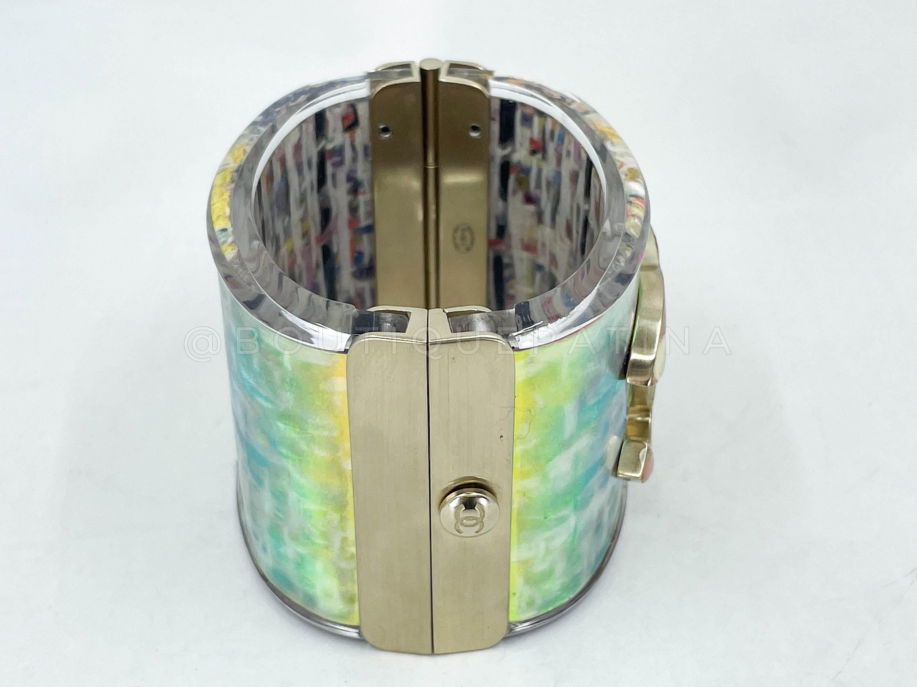 Chanel 2014 Supermarket Iridescent Holographic Resin CC Cuff Bracelet