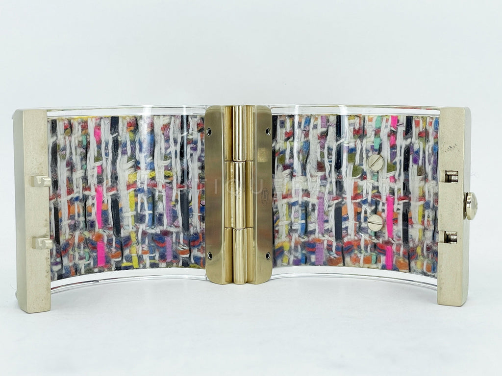 Chanel 2014 Supermarket Iridescent Holographic Resin CC Cuff Bracelet