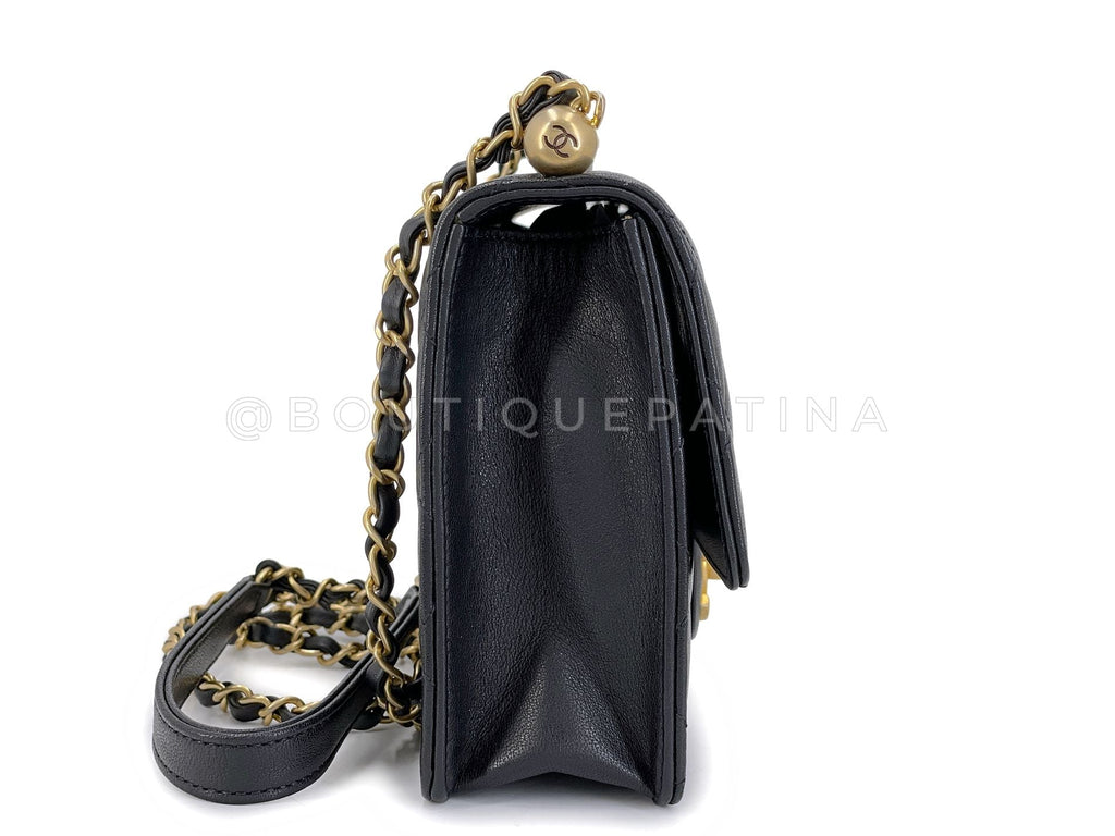 19S Chanel Chic Pearls Quilted Flap Bag Black GHW DJ9