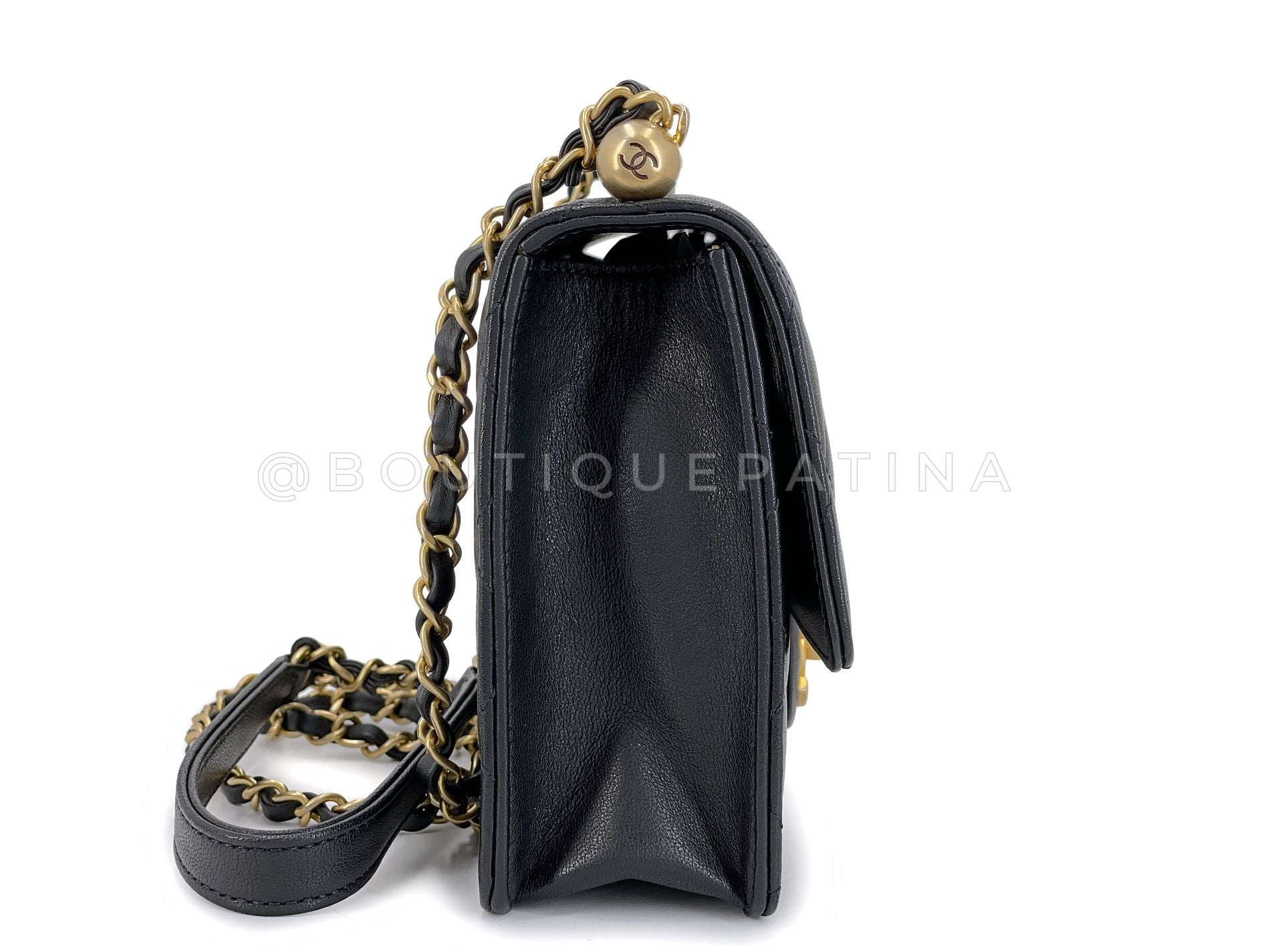 19S Chanel Chic Pearls Quilted Flap Bag Black GHW DJ9