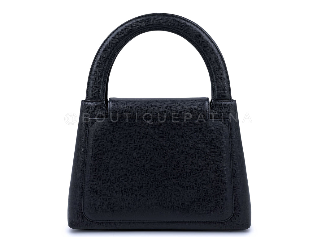 Rare Chanel 1997 Vintage Black Caviar Mini Kelly Evening Bag 24k GHW