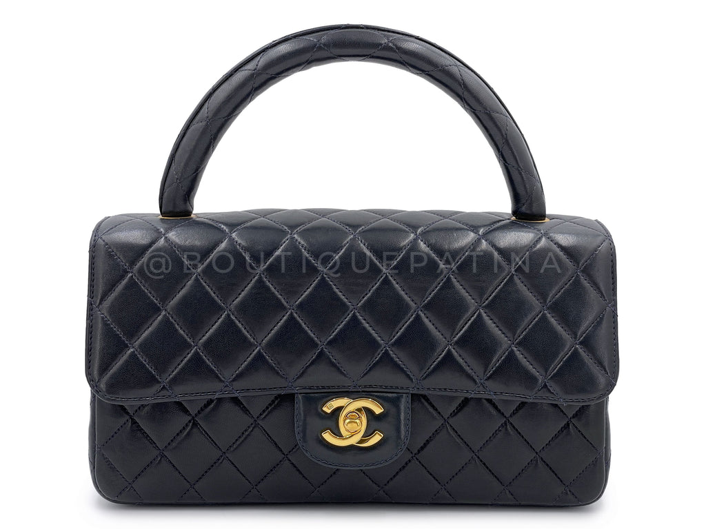 Chanel 1994 Vintage Parent Child Bag Kelly Flap Set Black 24k GHW P88