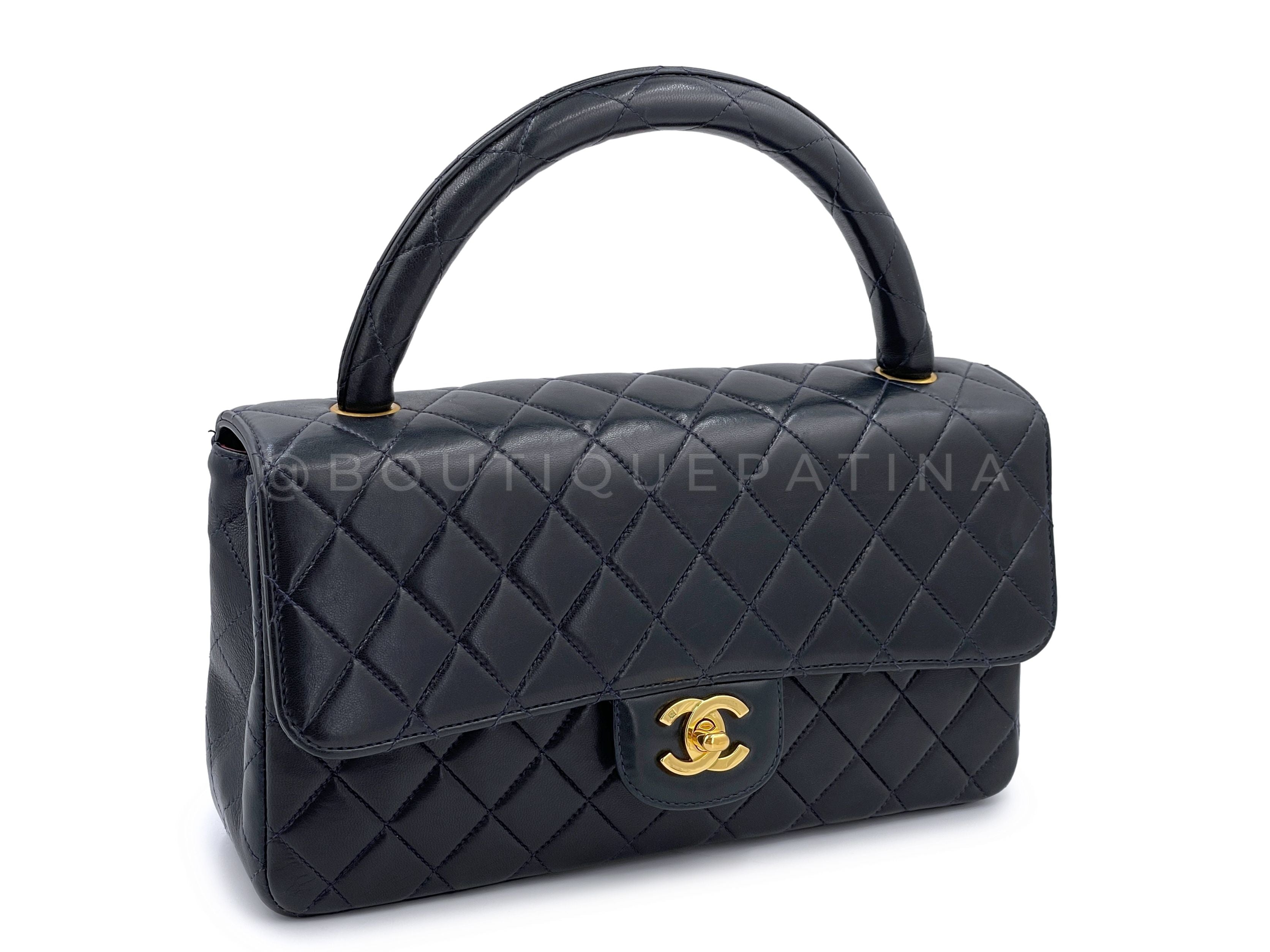 Chanel 1994 Vintage Parent Child Bag Kelly Flap Set Black 24k GHW P88
