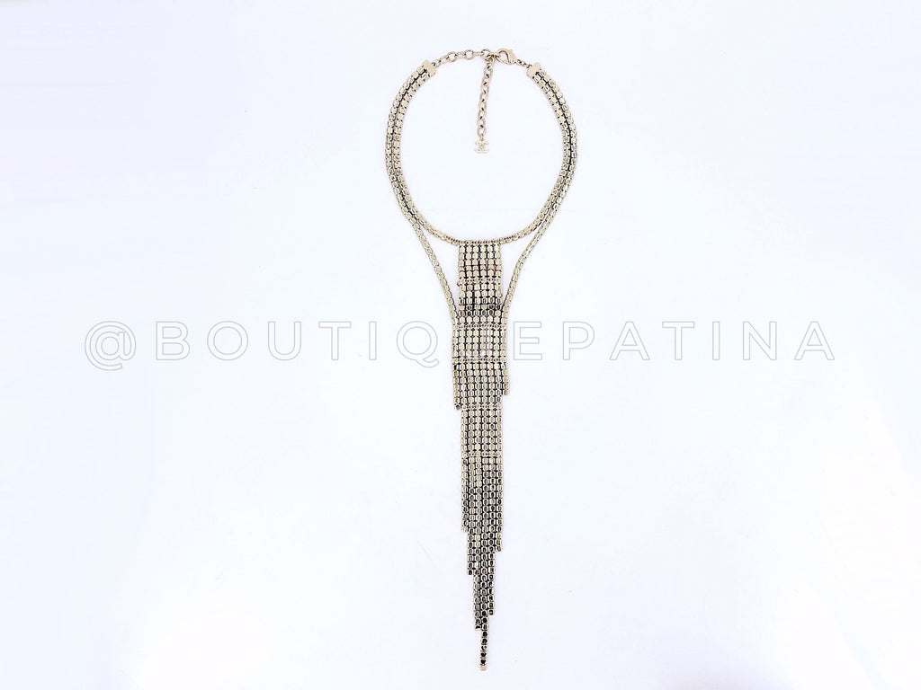 Chanel 19A Limited Crystal Mesh Rainbow Strass Necklace Multicolor Paris-New York 1VH