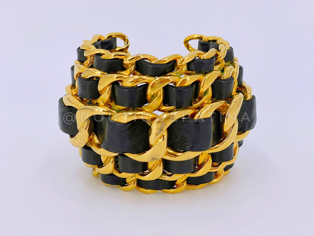 Chanel Collection 28 Vintage Stacked Woven Chain Cuff Bracelet NMF