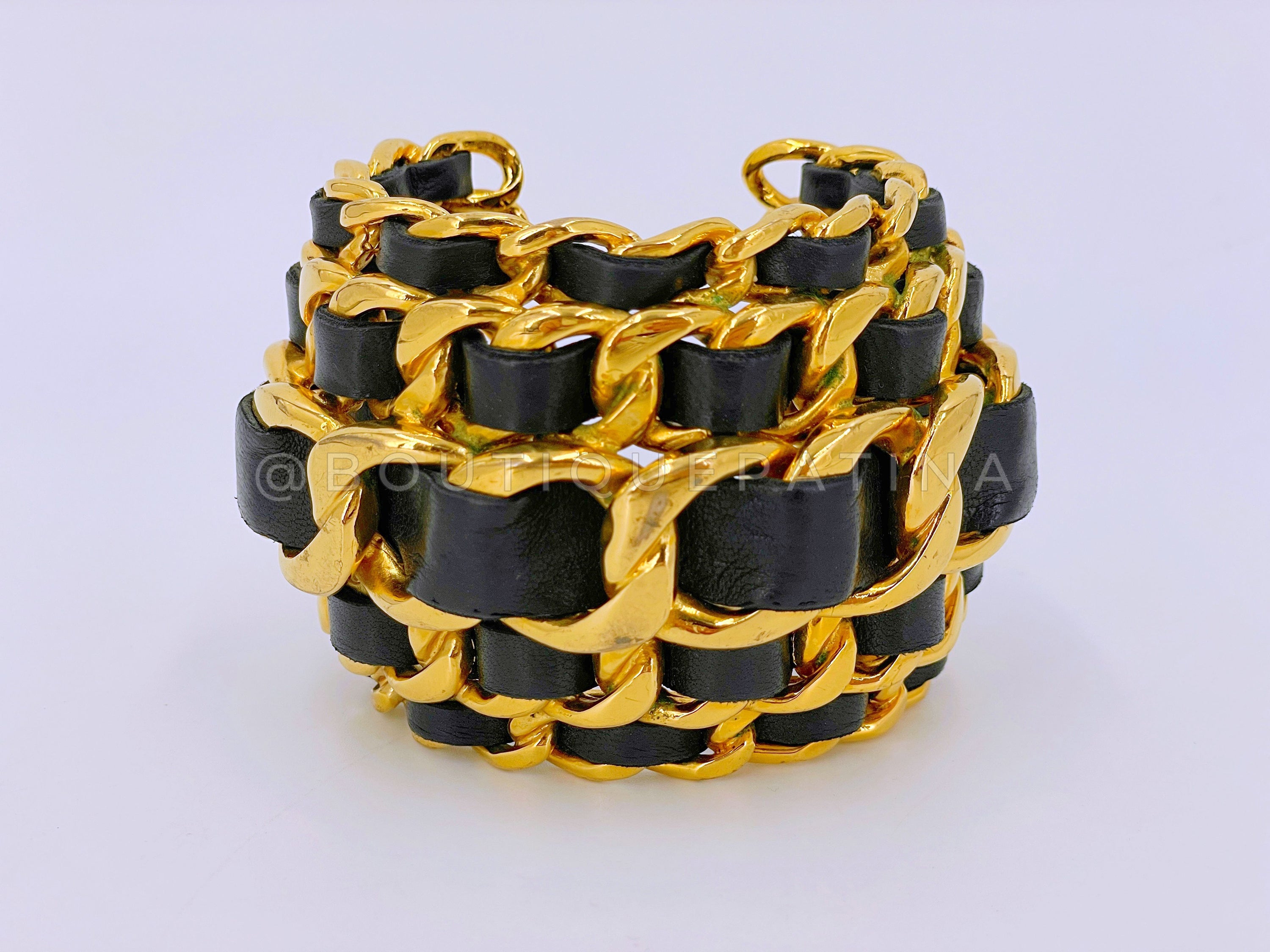 Chanel Collection 28 Vintage Stacked Woven Chain Cuff Bracelet NMF