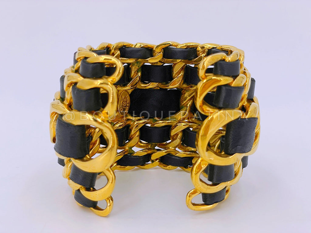 Chanel Collection 28 Vintage Stacked Woven Chain Cuff Bracelet NMF