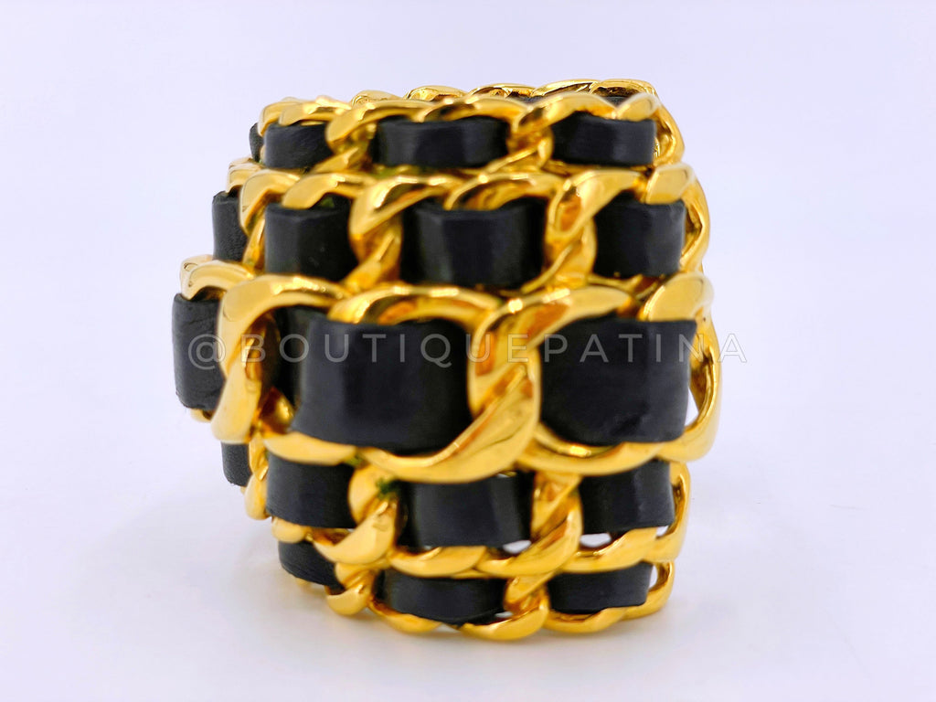 Chanel Collection 28 Vintage Stacked Woven Chain Cuff Bracelet NMF