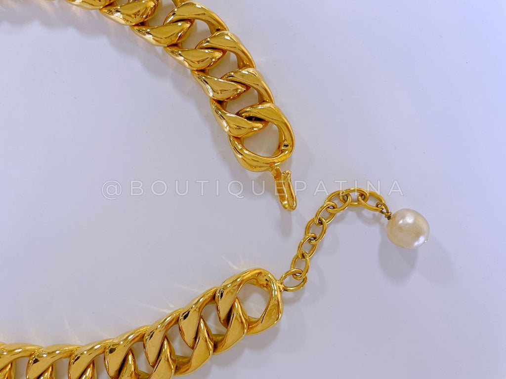 Rare Chanel Vintage Collection 26 Chunky Chain Teardrop Bib Necklace