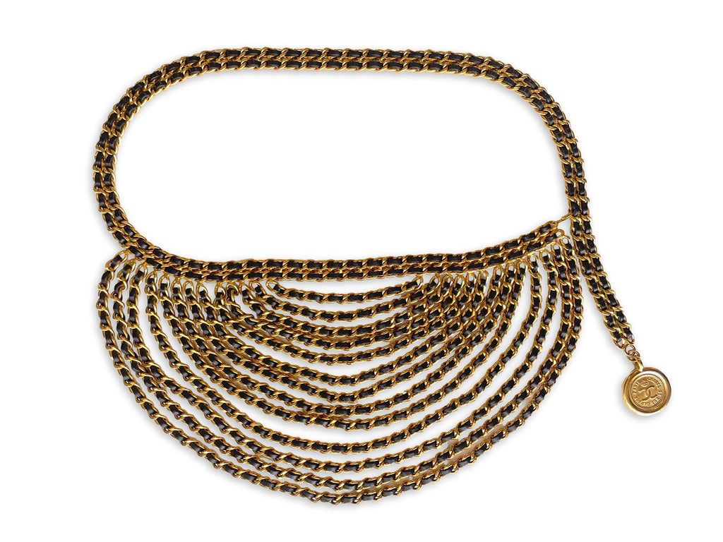 Rare Chanel 93P 15-Layer Woven Chain Belt Necklace 24k GHW
