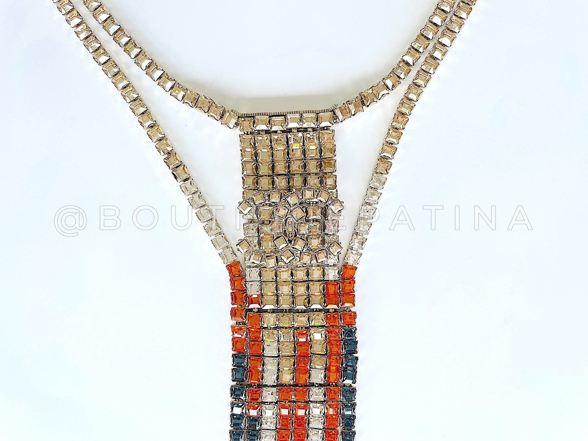 Chanel 19A Egypt Limited Crystal Mesh Rainbow Strass Necklace Multicolor Paris-New York Large 9DE