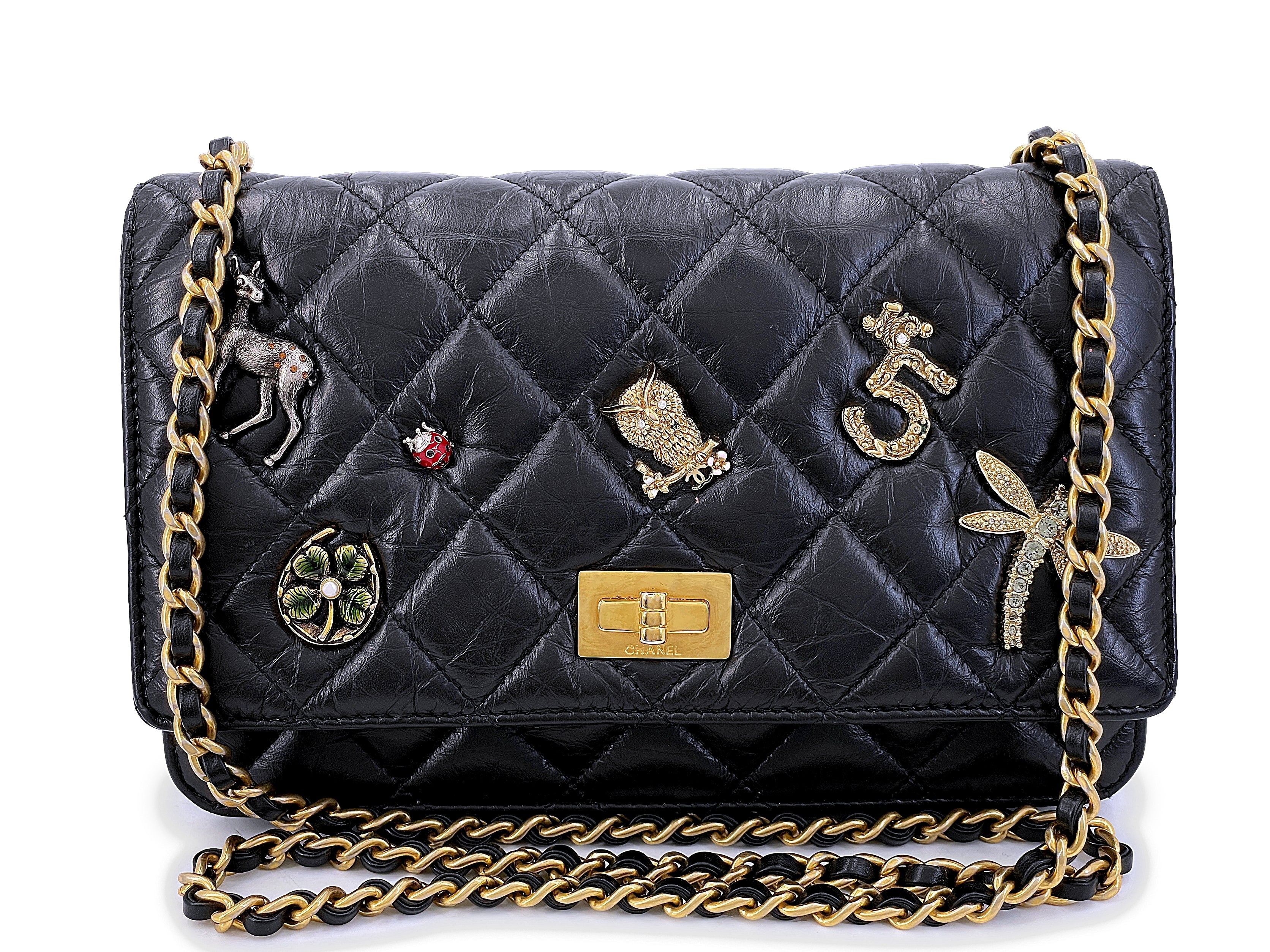 17P Chanel Black Lucky Charms Reissue WOC Wallet on Chain Bag WDE