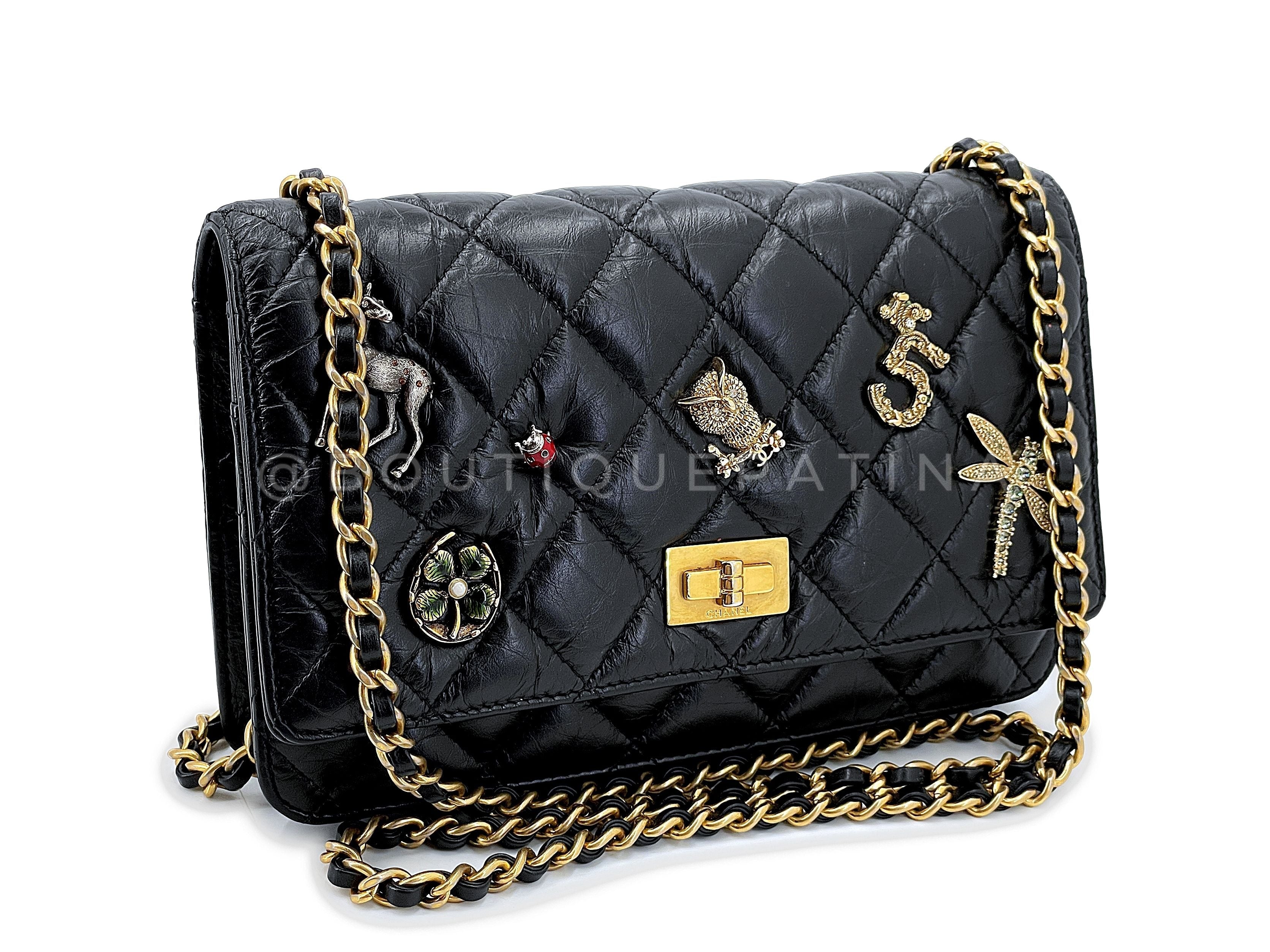 17P Chanel Black Lucky Charms Reissue WOC Wallet on Chain Bag WDE