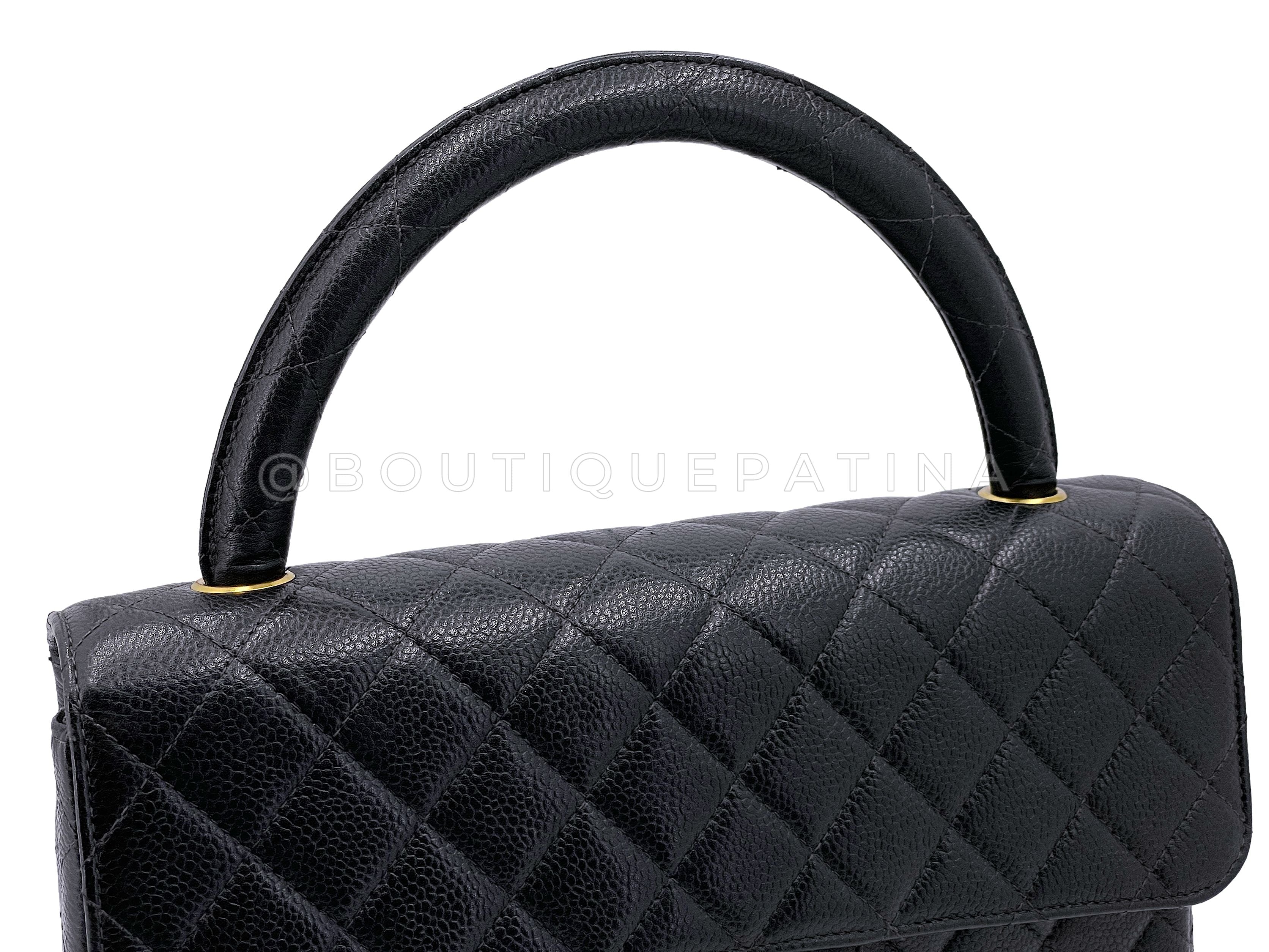 Chanel 1997 Vintage Black Caviar Kelly Flap Parent Bag 24k GHW S0Z