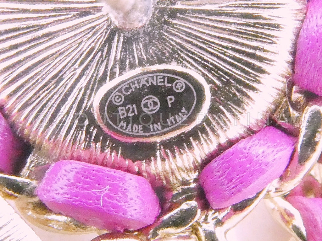 Chanel 21P Magenta Pink, Gold and Pearl CC Drop Earrings