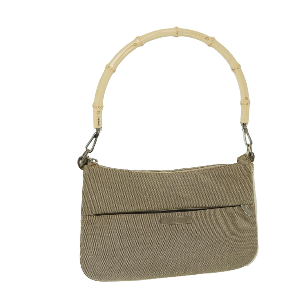 GUCCI Bamboo Hand Bag Canvas Beige 001 3865 68021