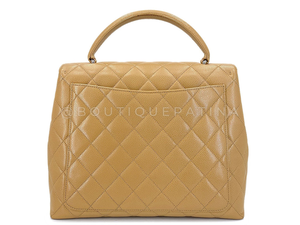 Chanel 2000 Vintage Beige Caviar Kelly Flap Bag 24k SHW 8BF