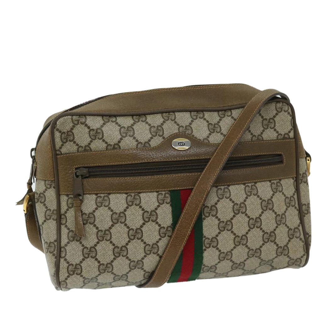 GUCCI GG Supreme Web Sherry Line Shoulder Bag PVC Beige 68 02 005 68227
