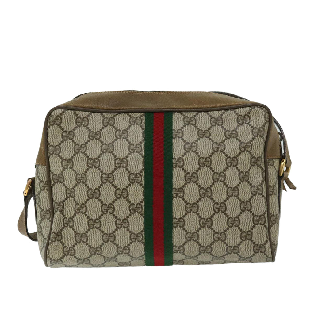 GUCCI GG Supreme Web Sherry Line Shoulder Bag PVC Beige 68 02 005 68227