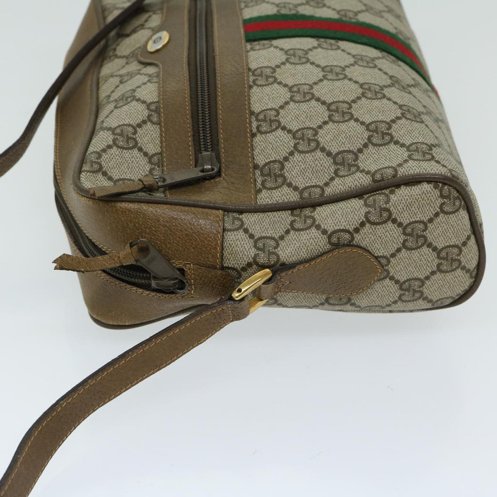GUCCI GG Supreme Web Sherry Line Shoulder Bag PVC Beige 68 02 005 68227
