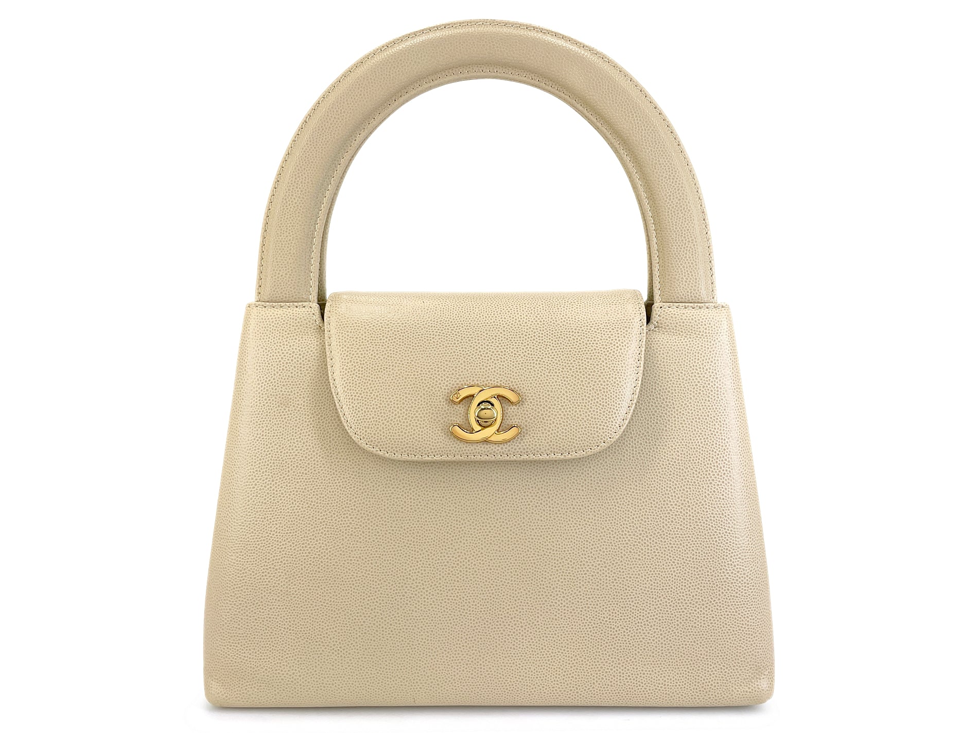 Chanel Vintage Beige Caviar Evening Mini Kelly Bag 24k GHW 7QQ