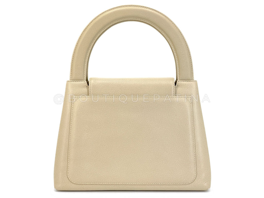 Chanel Vintage Beige Caviar Evening Mini Kelly Bag 24k GHW 7QQ