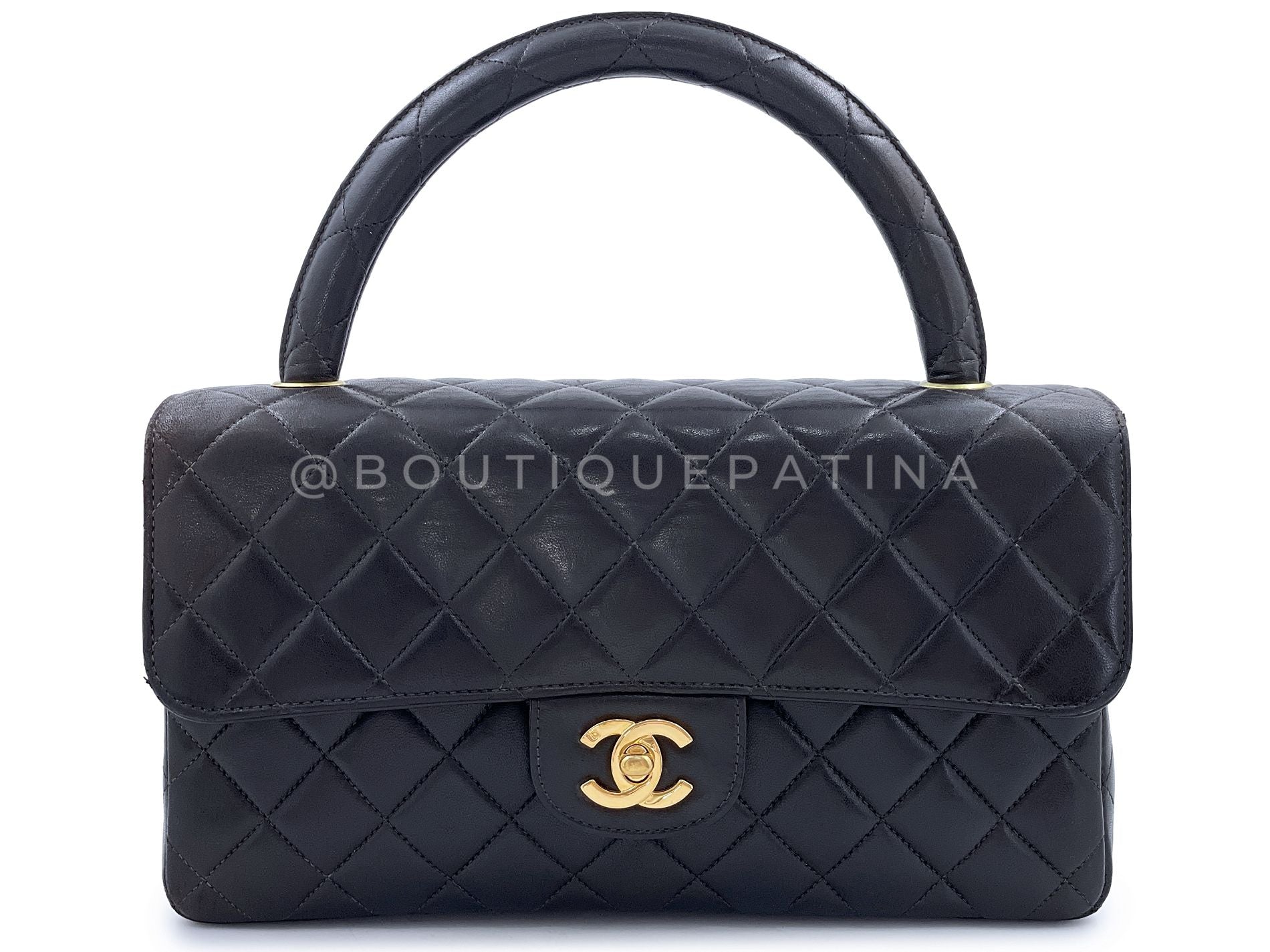 Chanel 1994 Vintage Parent Child Bag Kelly Flap Set Black 24k GHW 42F