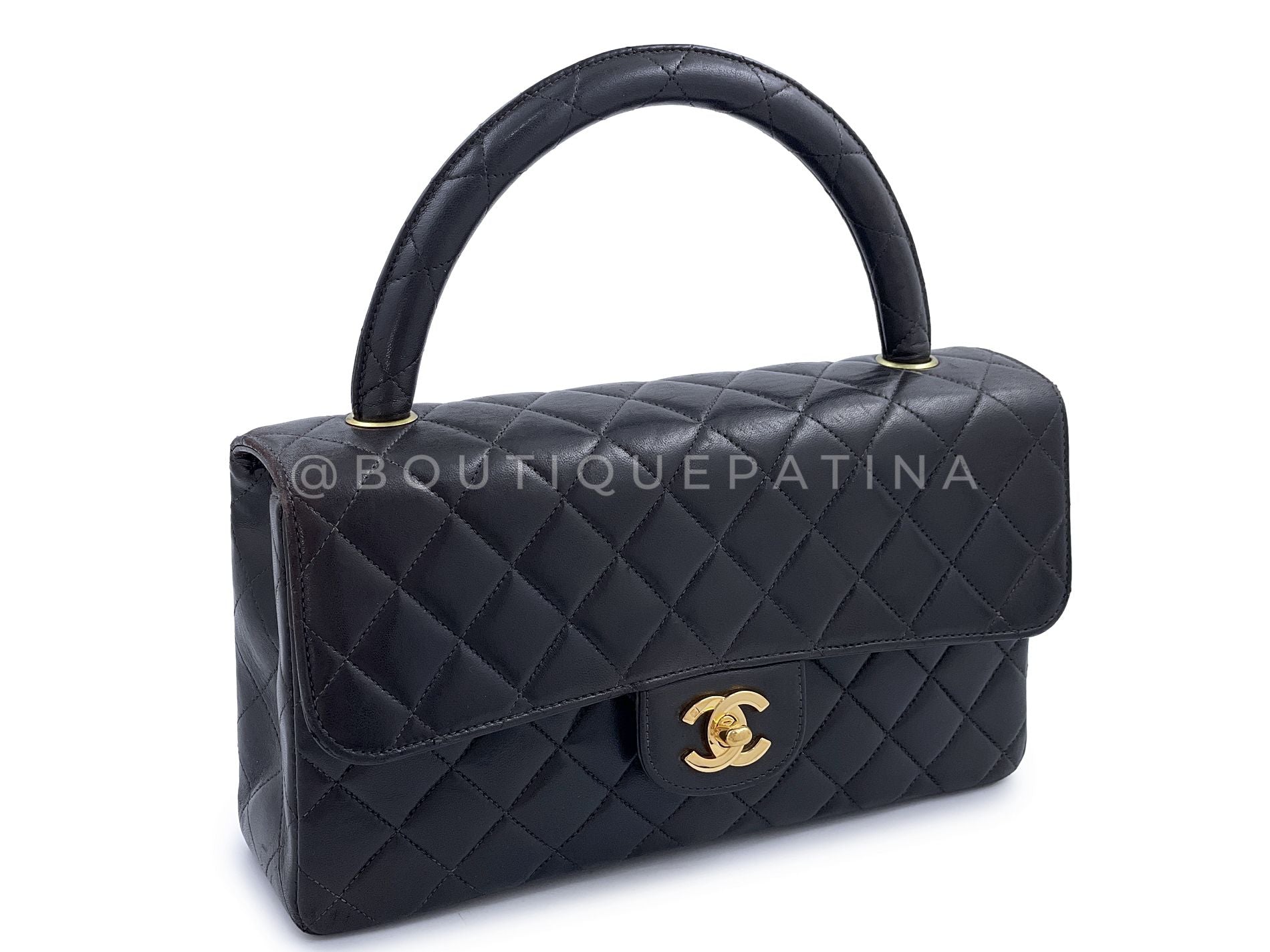 Chanel 1994 Vintage Parent Child Bag Kelly Flap Set Black 24k GHW 42F