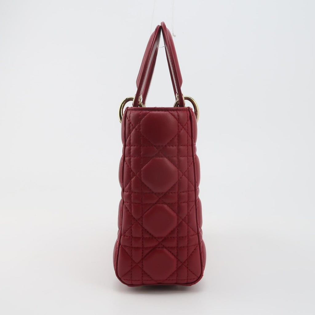 Lady Dior Small My Abcdior Burgundy Lambskin Cannage Leather Gold Hardware 2017