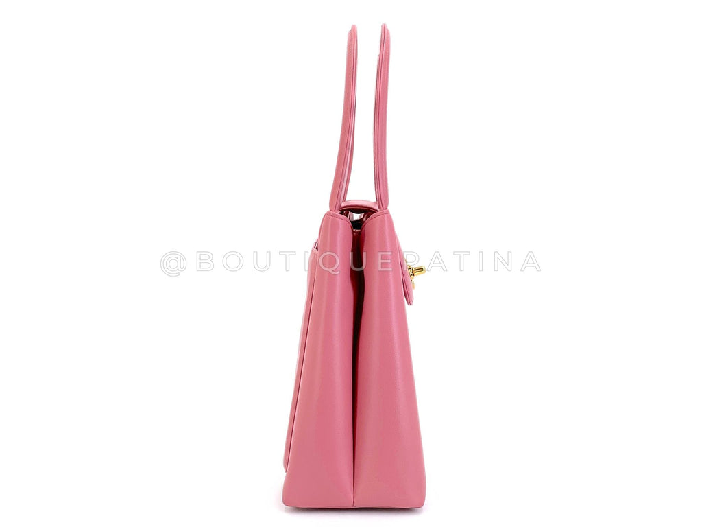 Chanel 1997 Vintage Rose Pink Evening Kelly Bag 24k GHW Lambskin Q54