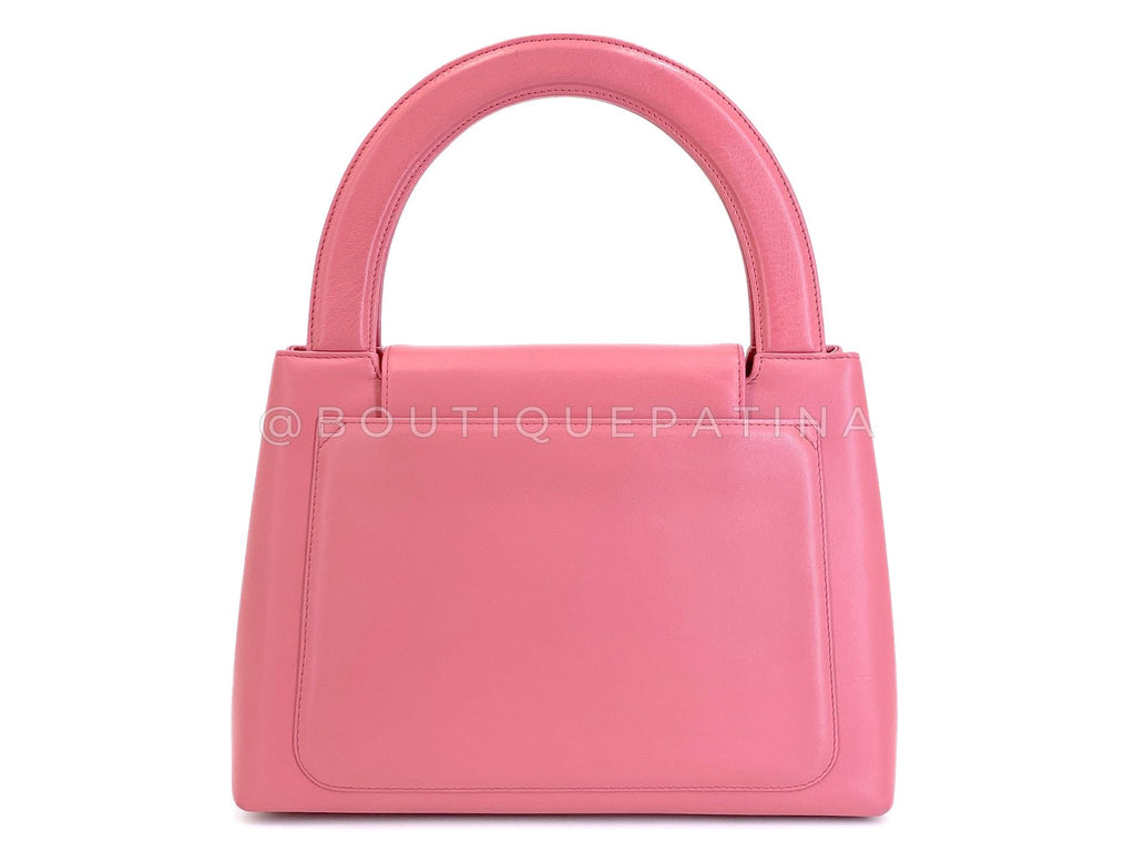 Chanel 1997 Vintage Rose Pink Evening Kelly Bag 24k GHW Lambskin Q54