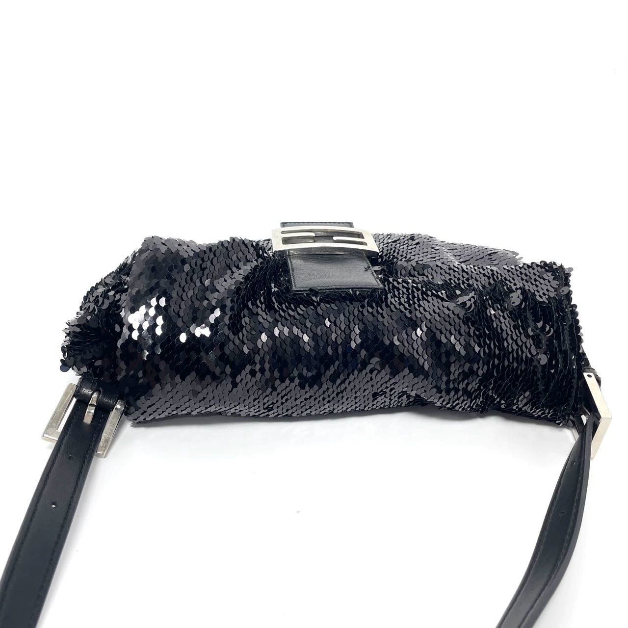Fendi Baguette Vintage Black Sequins and Leather