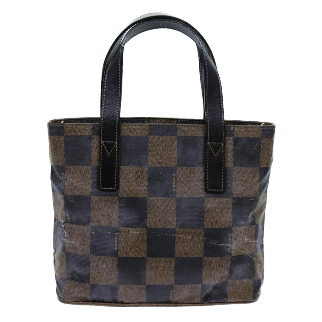 FENDI Pecan Canvas Hand Bag 2way Brown Black 69215